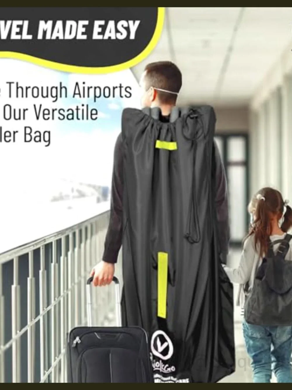 XL Stroller Travel Bag Backpack Straps Waterproof Cover 18x24x47